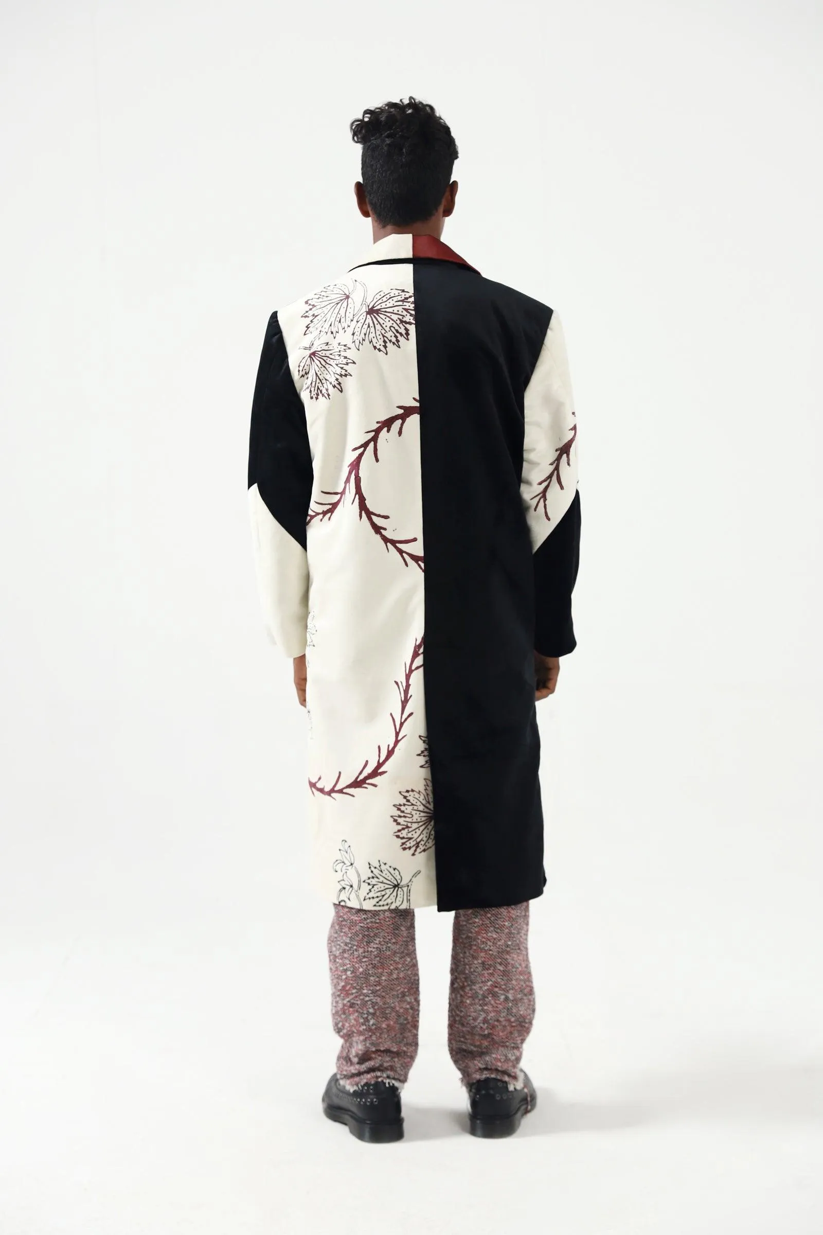 BLOCK PRINTED VELVET LONG COAT