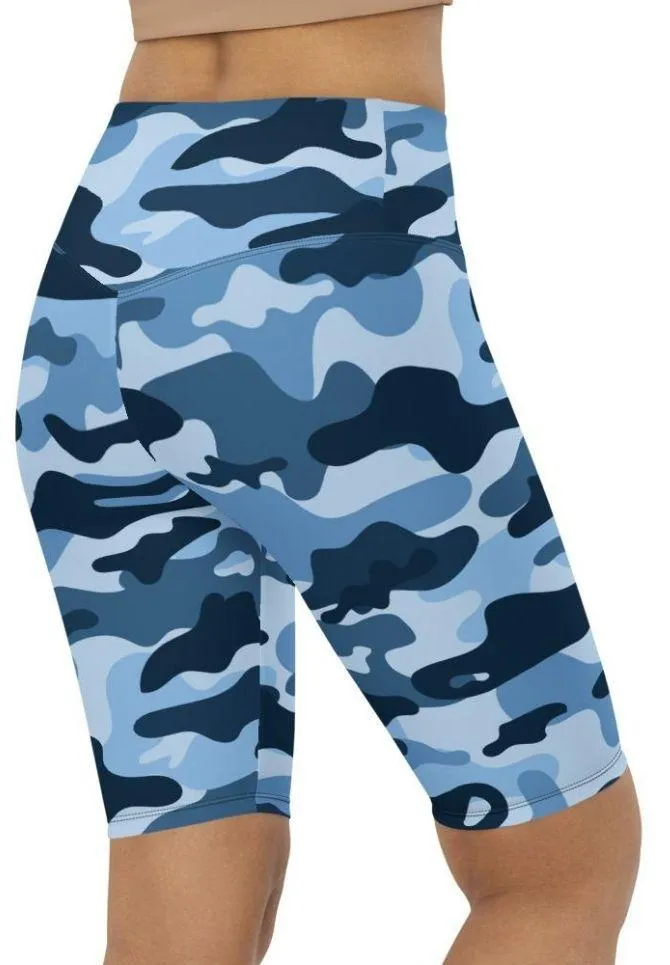 Blue Camo Biker Shorts