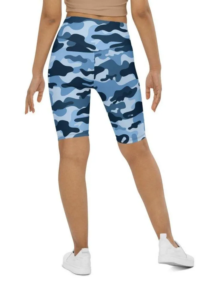 Blue Camo Biker Shorts