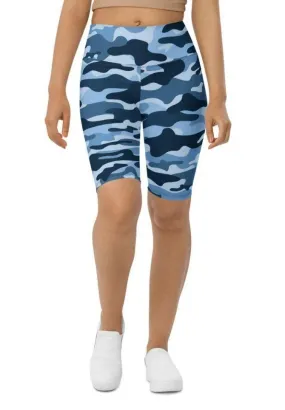 Blue Camo Biker Shorts