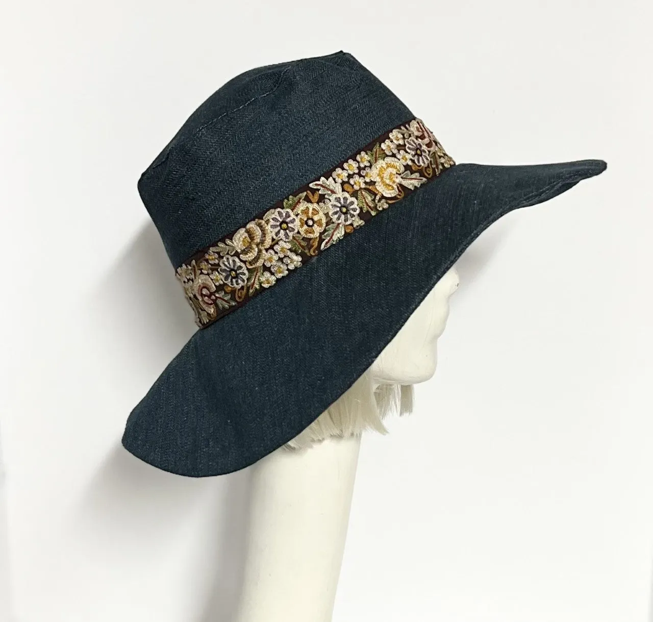 Boho Denim Sun Hat