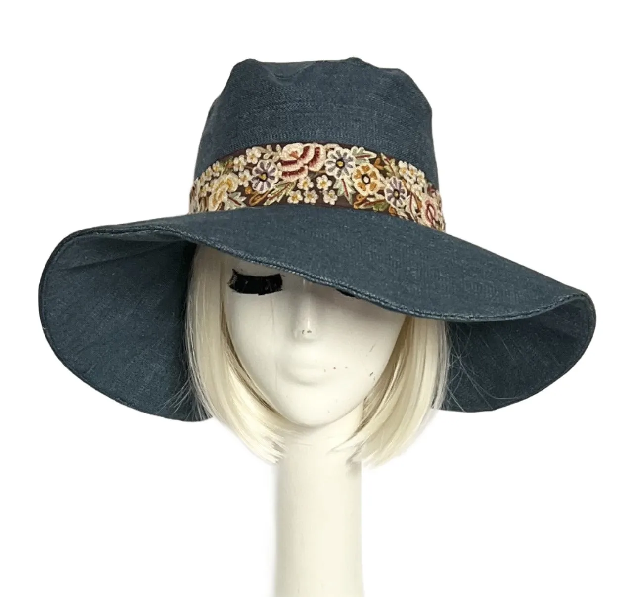 Boho Denim Sun Hat