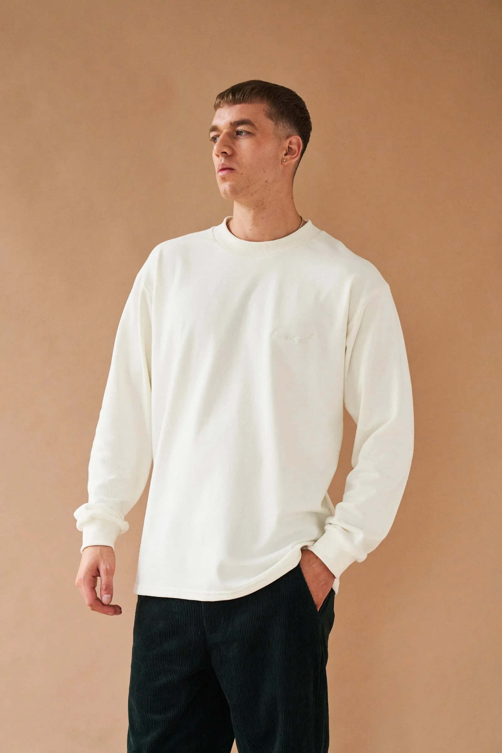 bound 'Ecru Script' Embroidered Longsleeve Tee