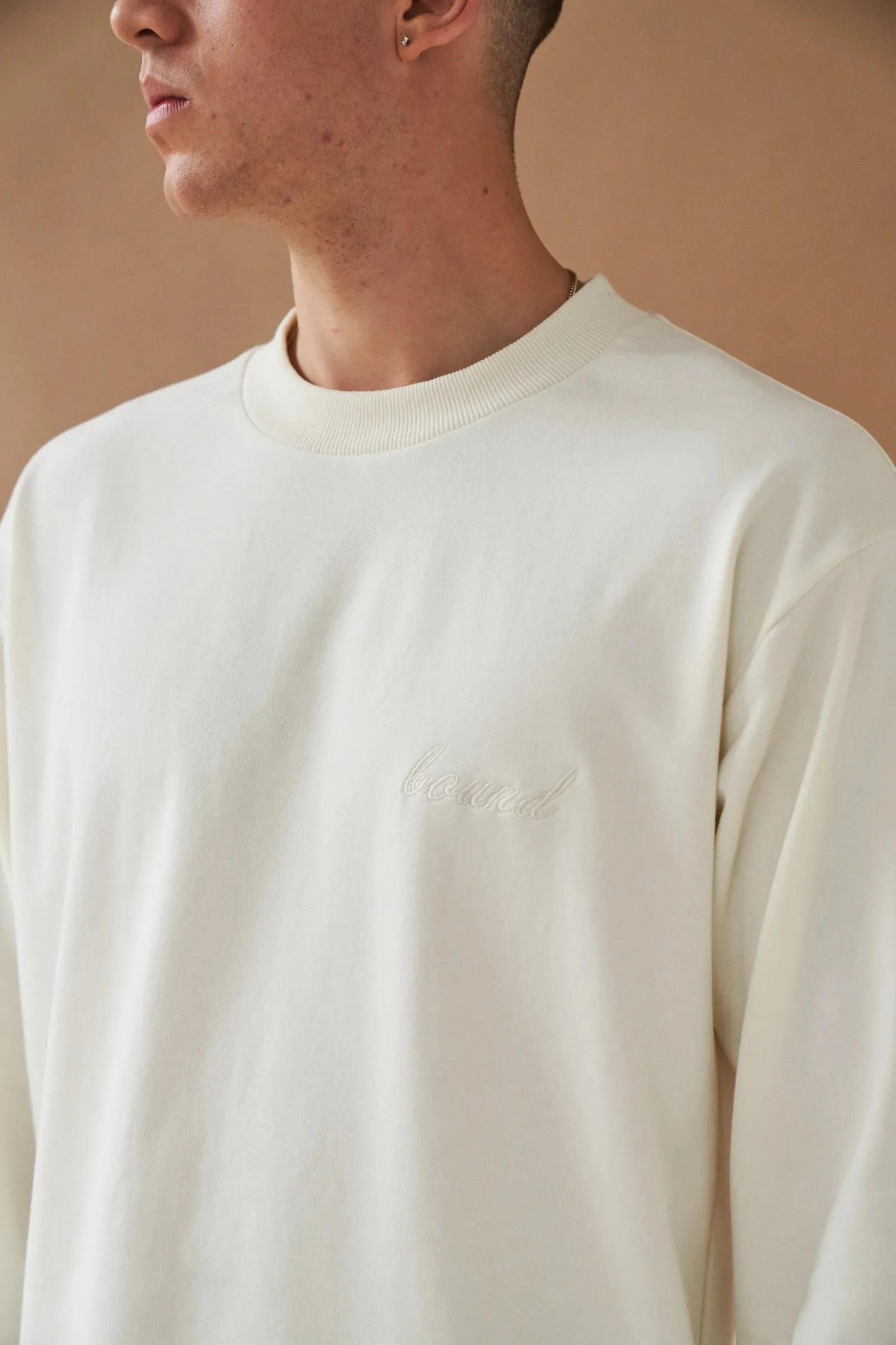 bound 'Ecru Script' Embroidered Longsleeve Tee