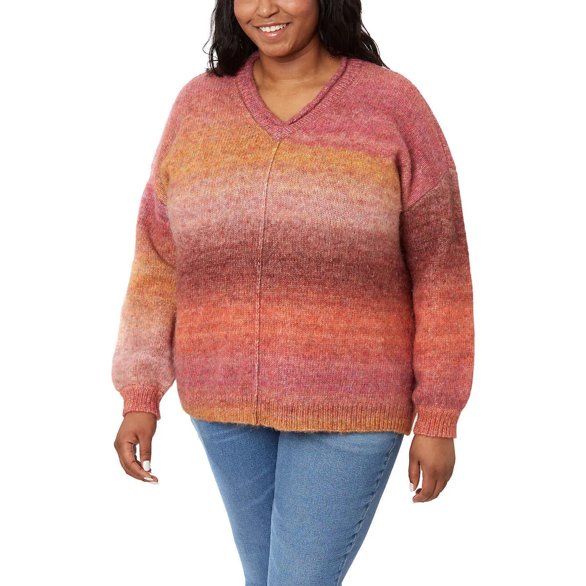 Briggs Women's Cozy V-Neck Ombre Knitt Sweater