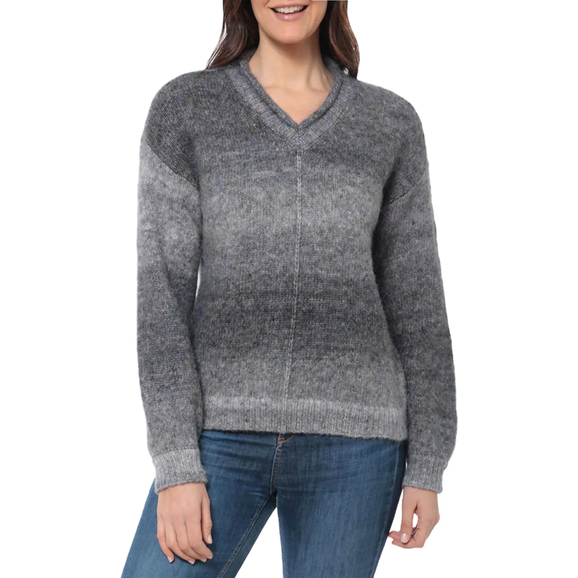 Briggs Women's Cozy V-Neck Ombre Knitt Sweater