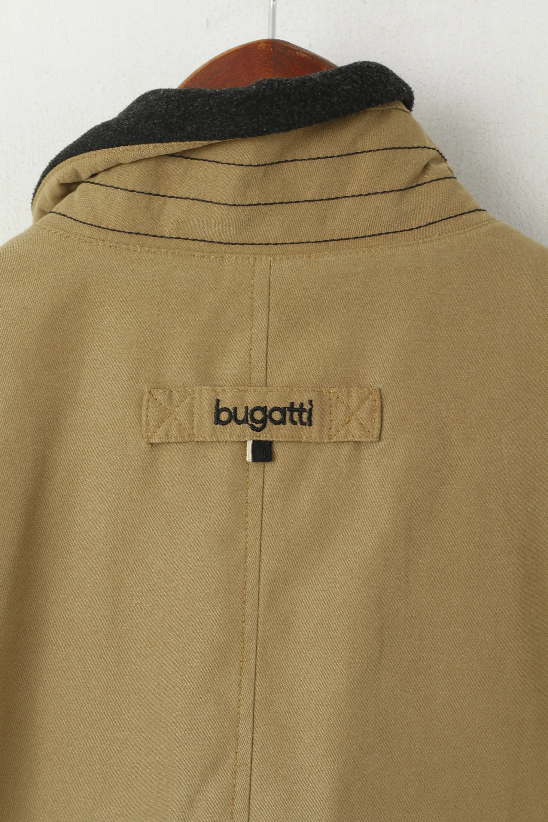 Bugatti Men 38 M Jacket Camel Vintage Full Zip Fleece Lined Classic Design Top