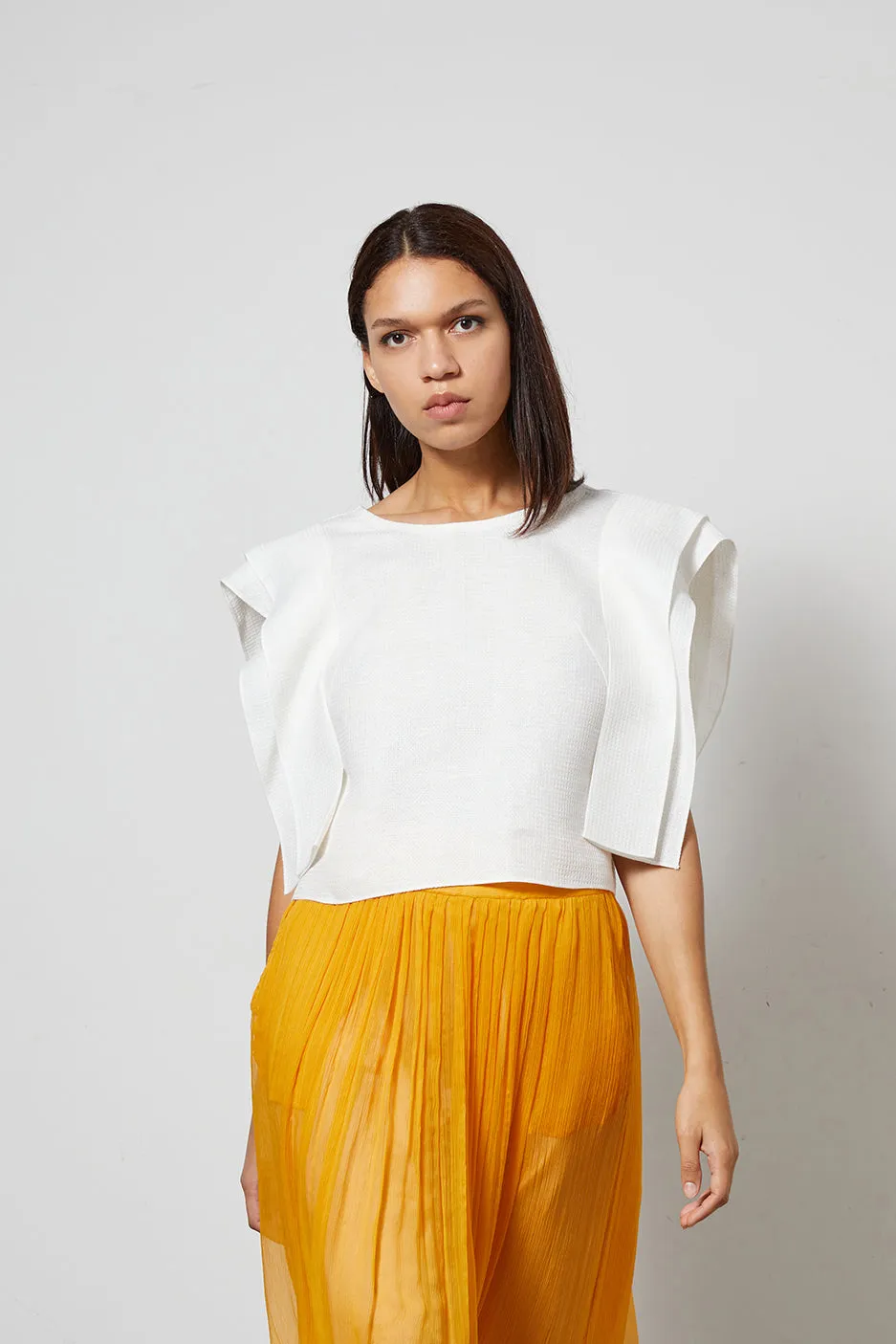 CALAMIGO white - linen graphic top