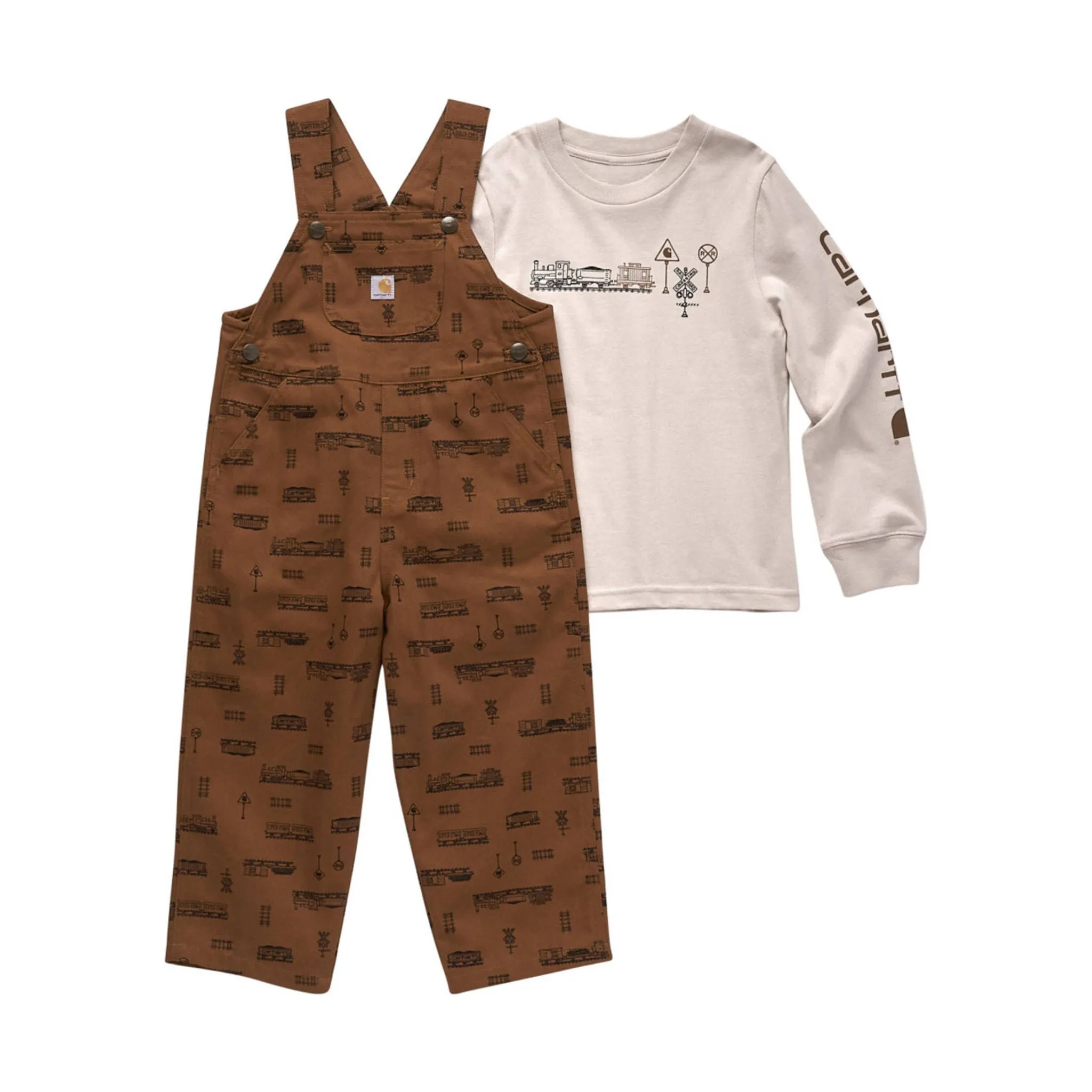 Carhartt Boys' Toddler Long Sleeve T Shirt Overall Set - Carhartt Brown