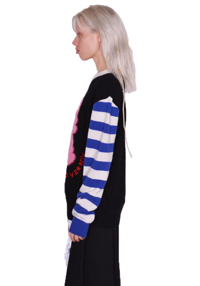 CHARLES JEFFREY LOVERBOY 32090901 CUTE GROMLIN KNIT SWEATER BLACK/BLUE/ECRU