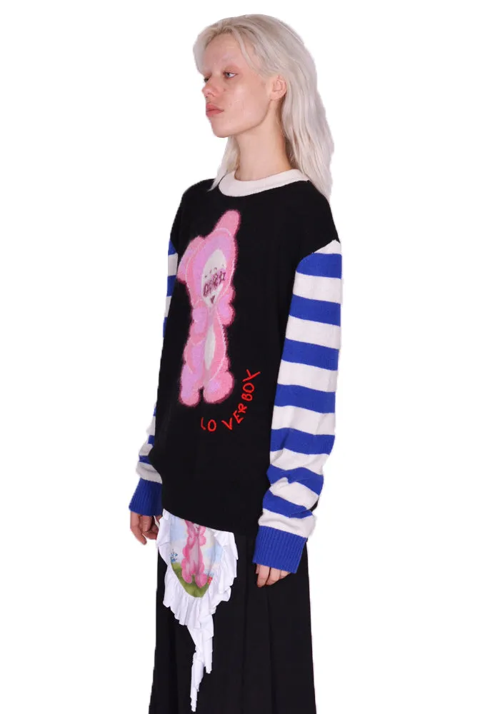 CHARLES JEFFREY LOVERBOY 32090901 CUTE GROMLIN KNIT SWEATER BLACK/BLUE/ECRU