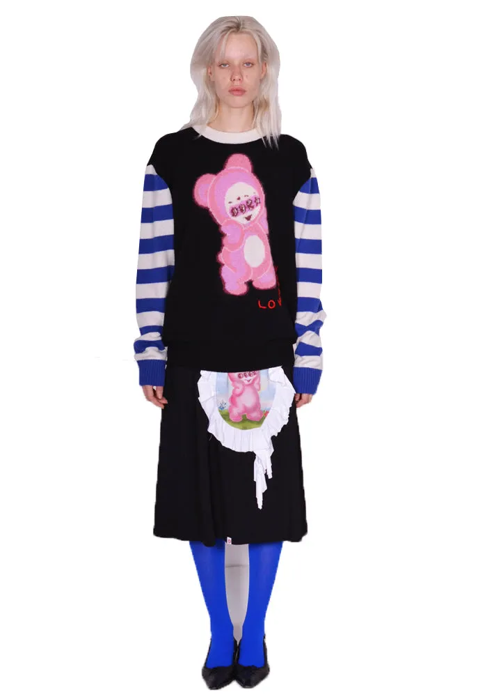 CHARLES JEFFREY LOVERBOY 32090901 CUTE GROMLIN KNIT SWEATER BLACK/BLUE/ECRU