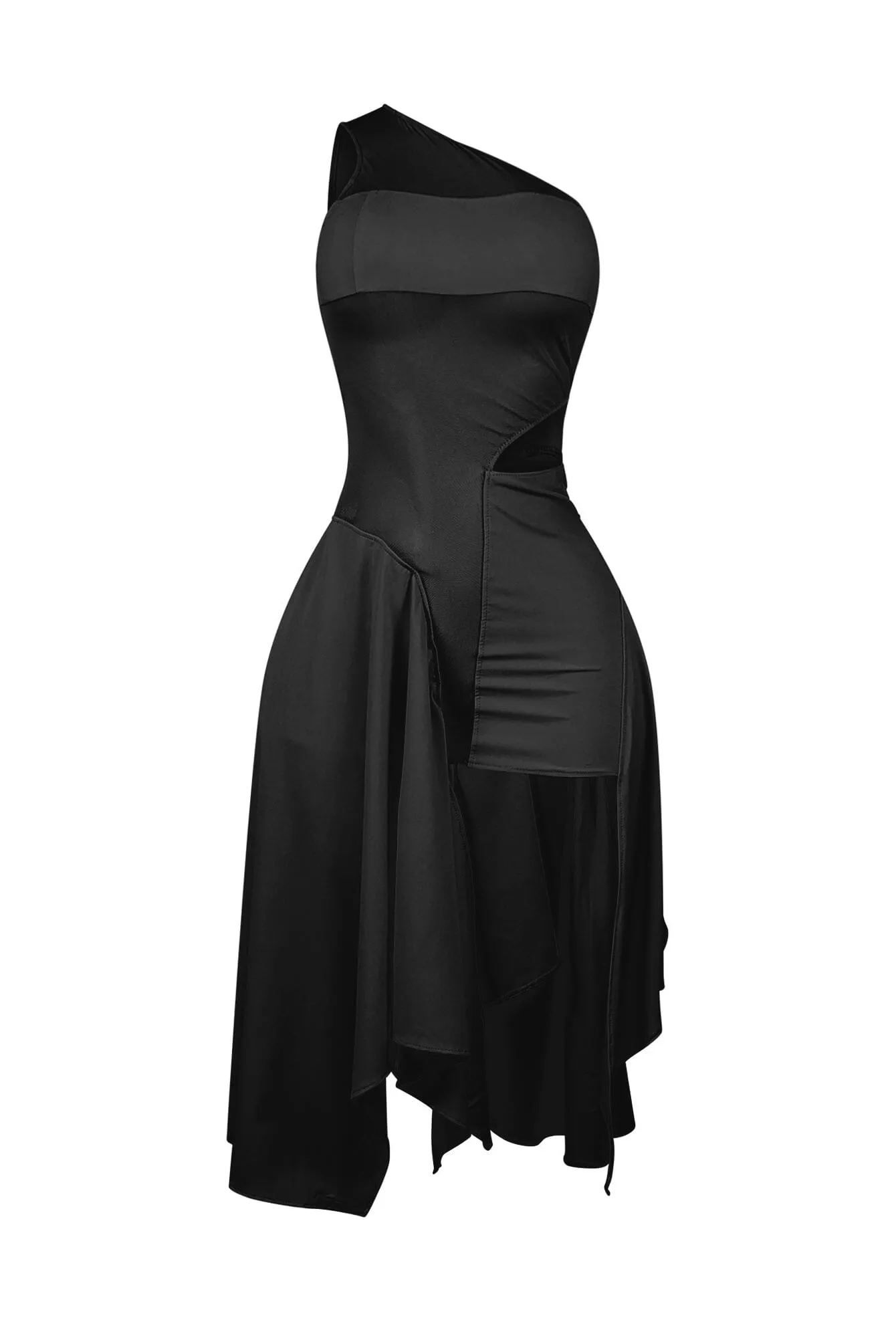 Chicism Mesh Contrast Asymmetrical Dress