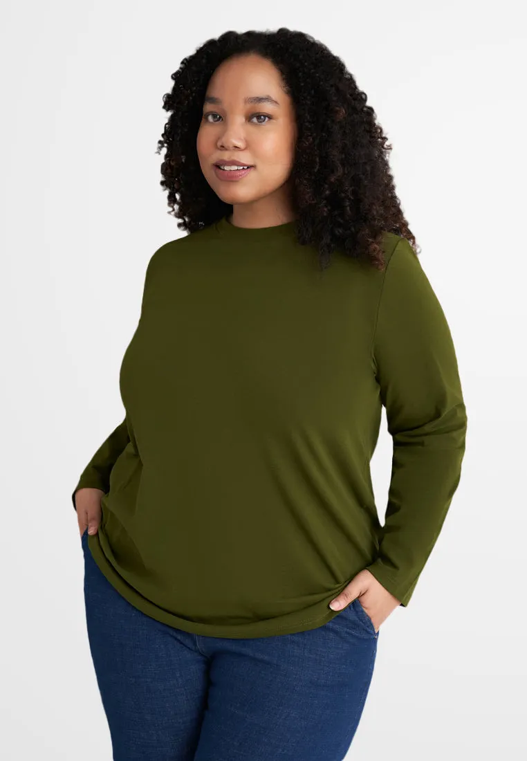 Clarissa Premium Cotton Long Sleeve Tshirt - Army Green