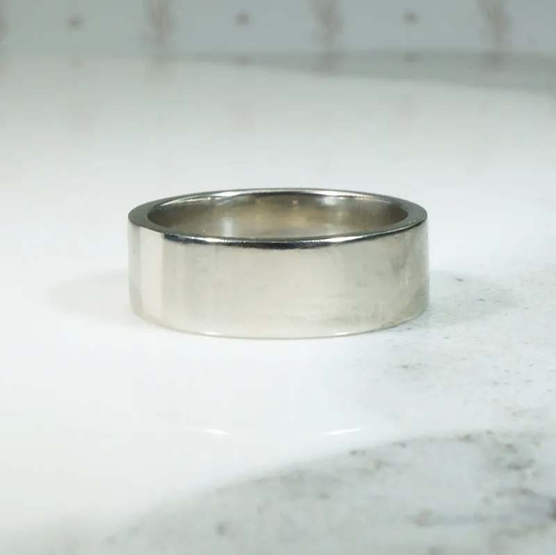 Classic 14k White Gold Flat Wedding Band