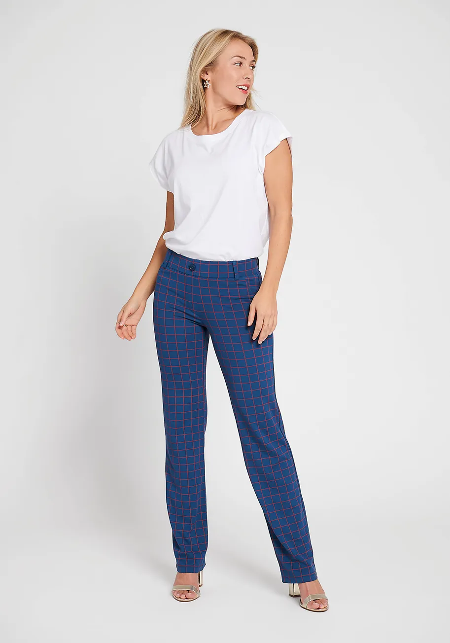 Classic Dress Pant Yoga Pant | Straight (Tomato Check)