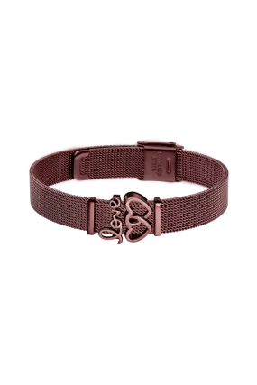 Coffee Mesh Strap Love & Double Hearts