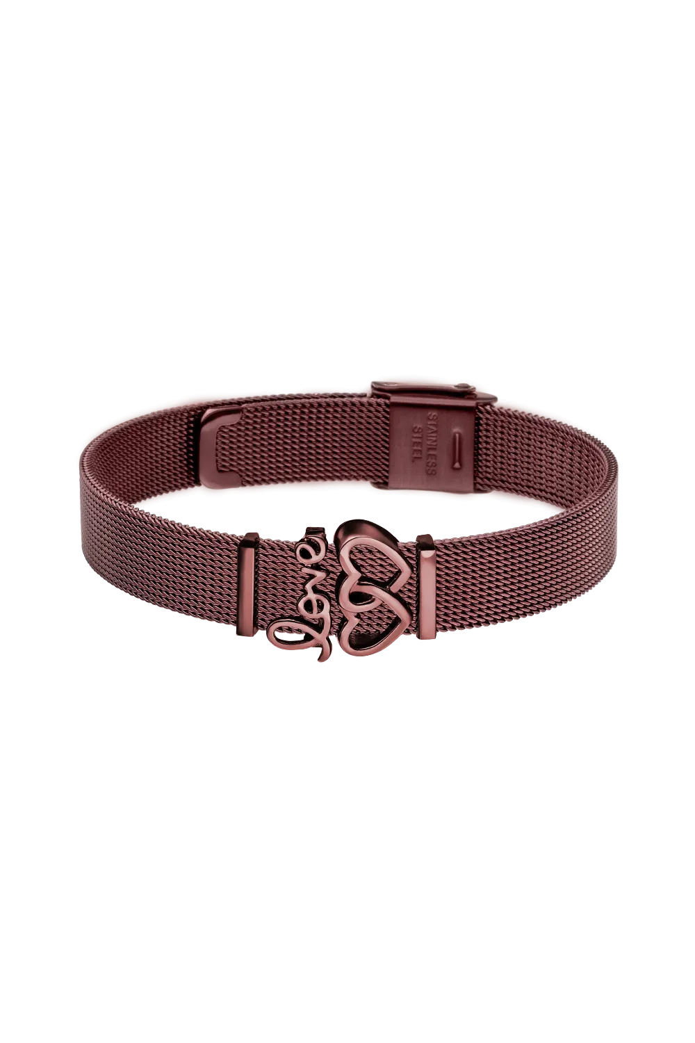 Coffee Mesh Strap Love & Double Hearts