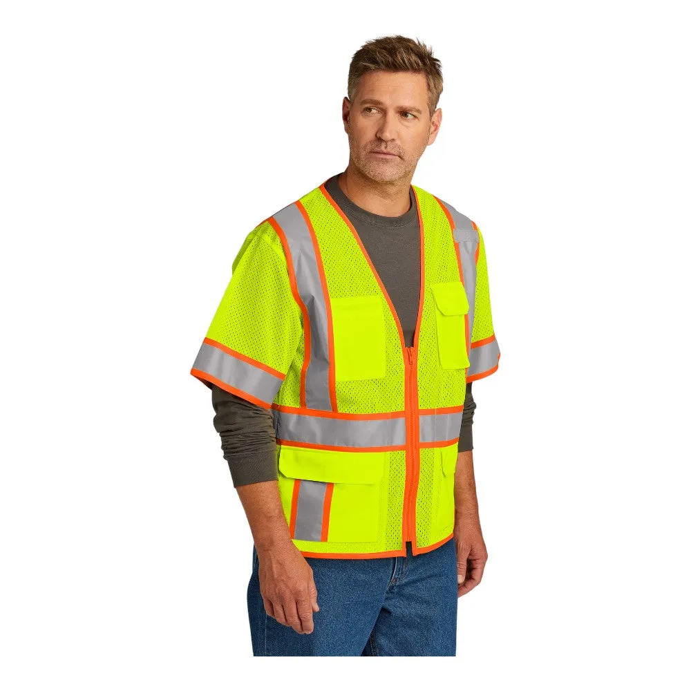 CornerStone ANSI 107 Class 3 Surveyor Mesh Zippered Two-Tone Short Sleeve Vest CSV106