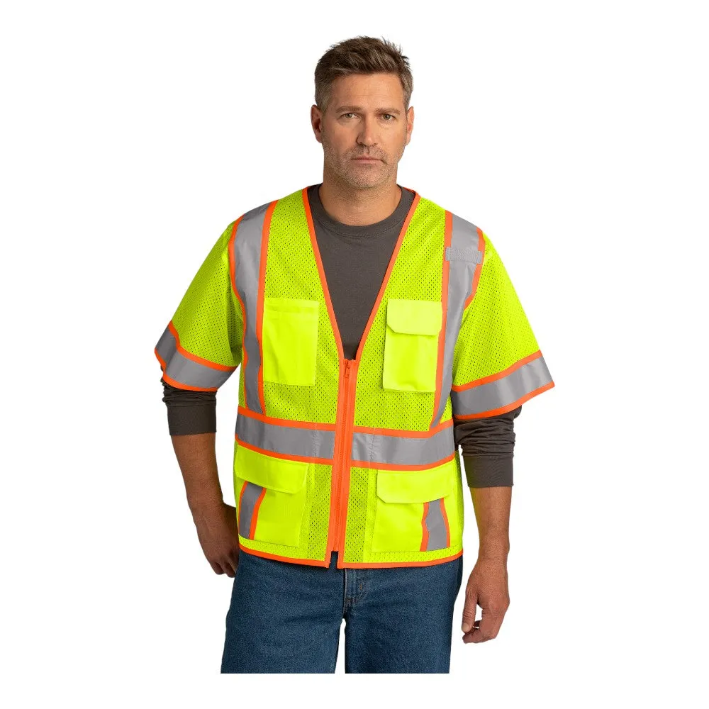 CornerStone ANSI 107 Class 3 Surveyor Mesh Zippered Two-Tone Short Sleeve Vest CSV106