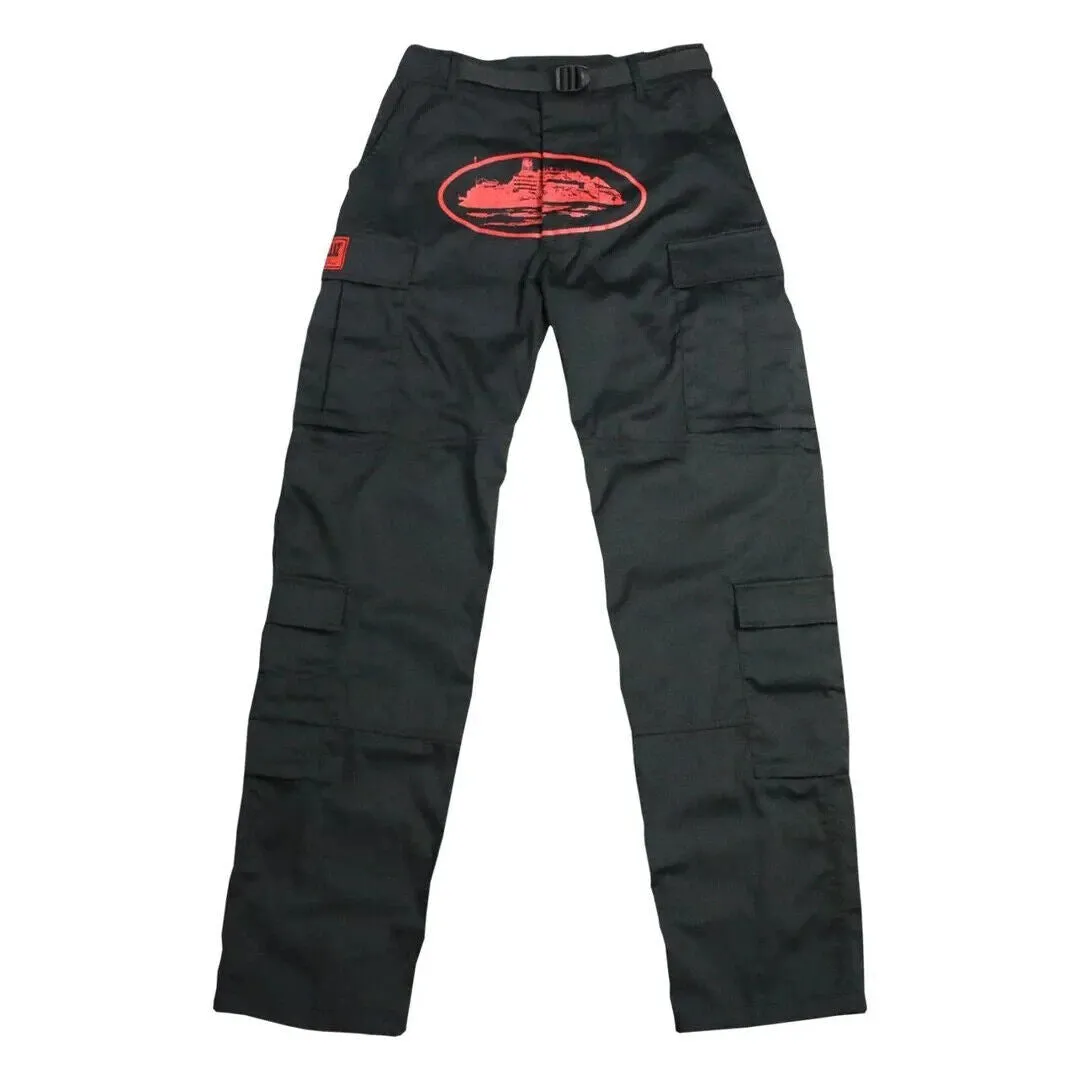 Corteiz Guerillaz Cargos Black Red