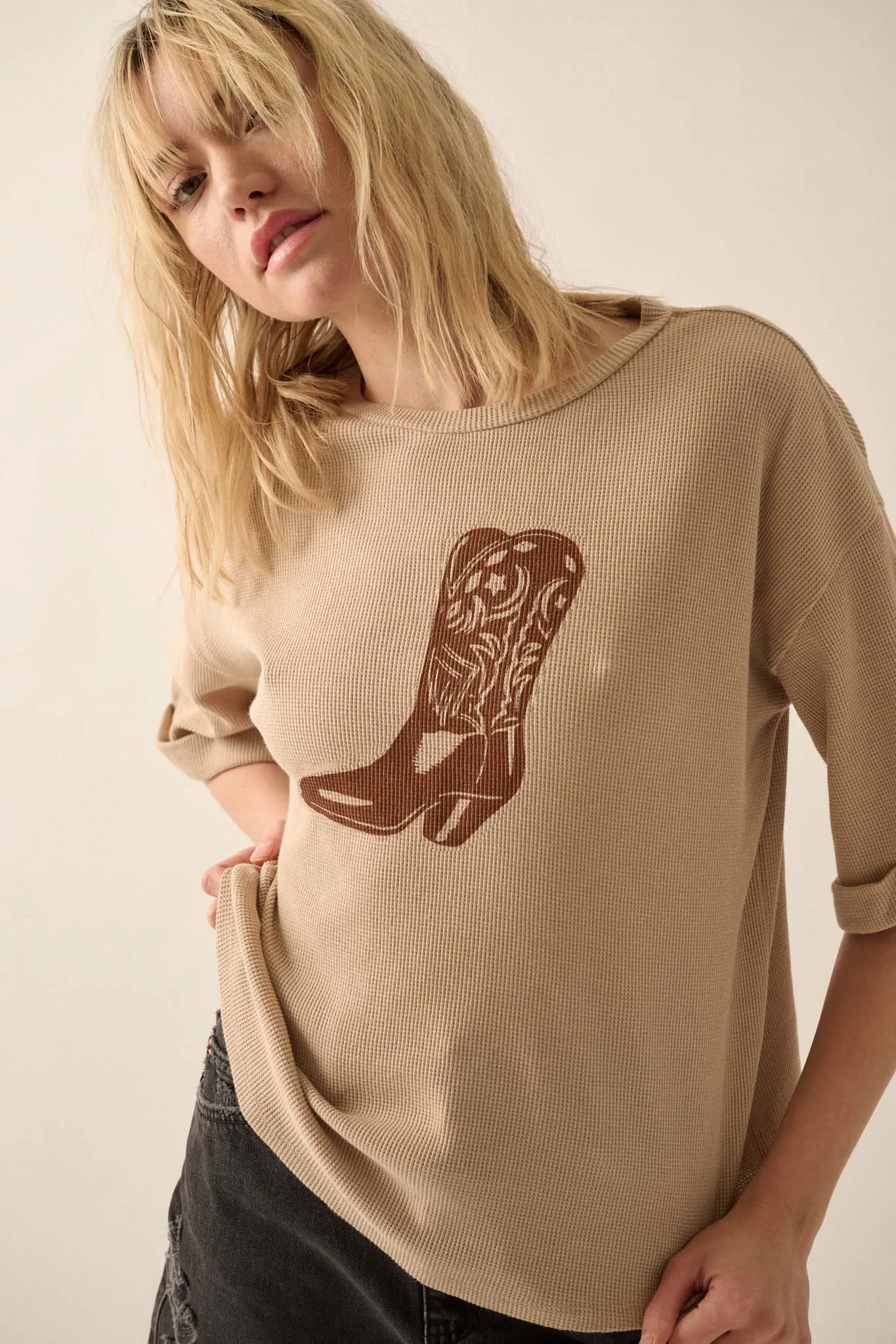 Cowgirl Culture Cowboy Boot Thermal Graphic Tee