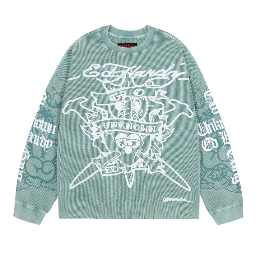 Dagger Waffle Tee UNKNOWN x ED HARDY x CHIEF KEEF Green