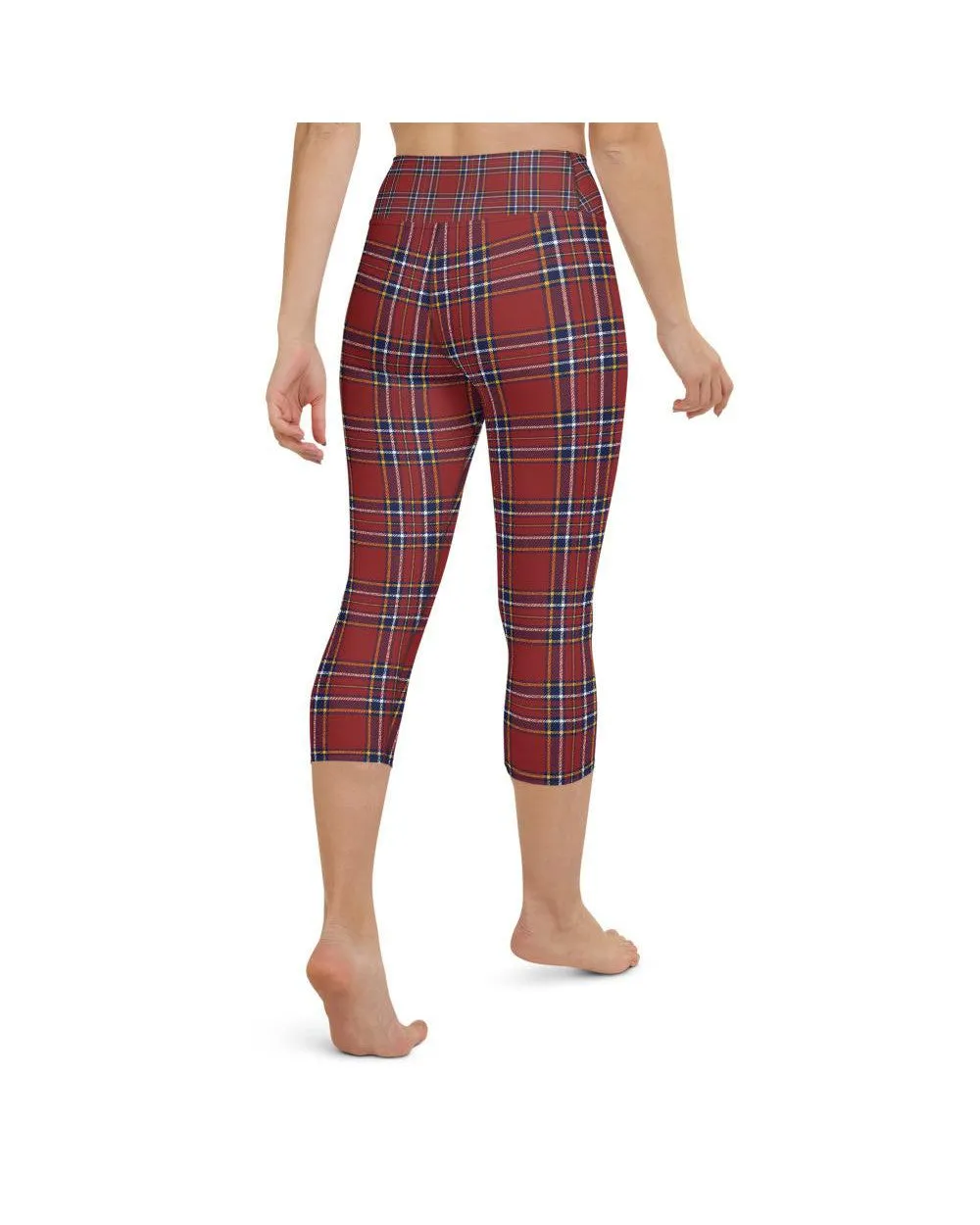 Deep Red Tartan Yoga Capris