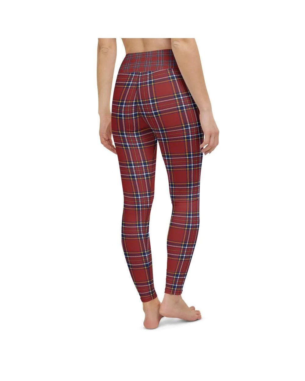 Deep Red Tartan Yoga Pants