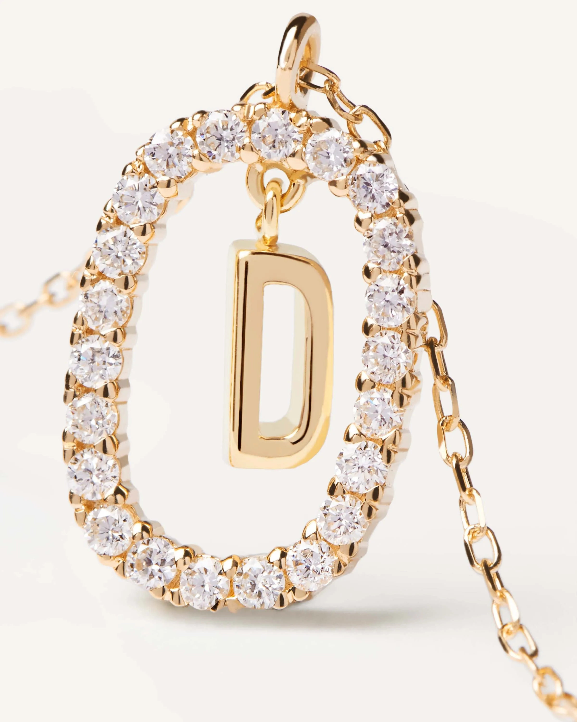 Diamonds and Gold Letter D Necklace