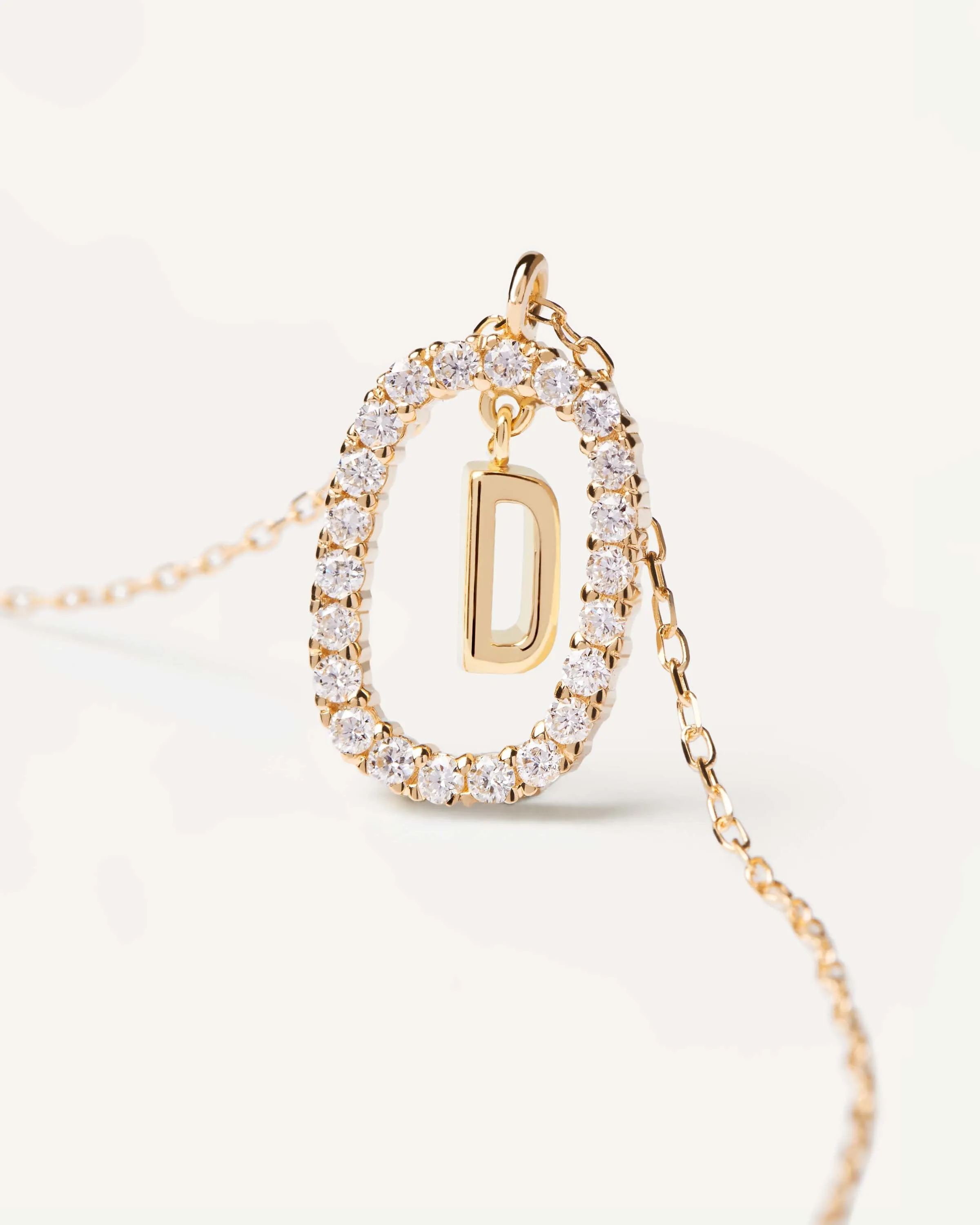 Diamonds and Gold Letter D Necklace