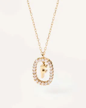 Diamonds and Gold Letter F Necklace