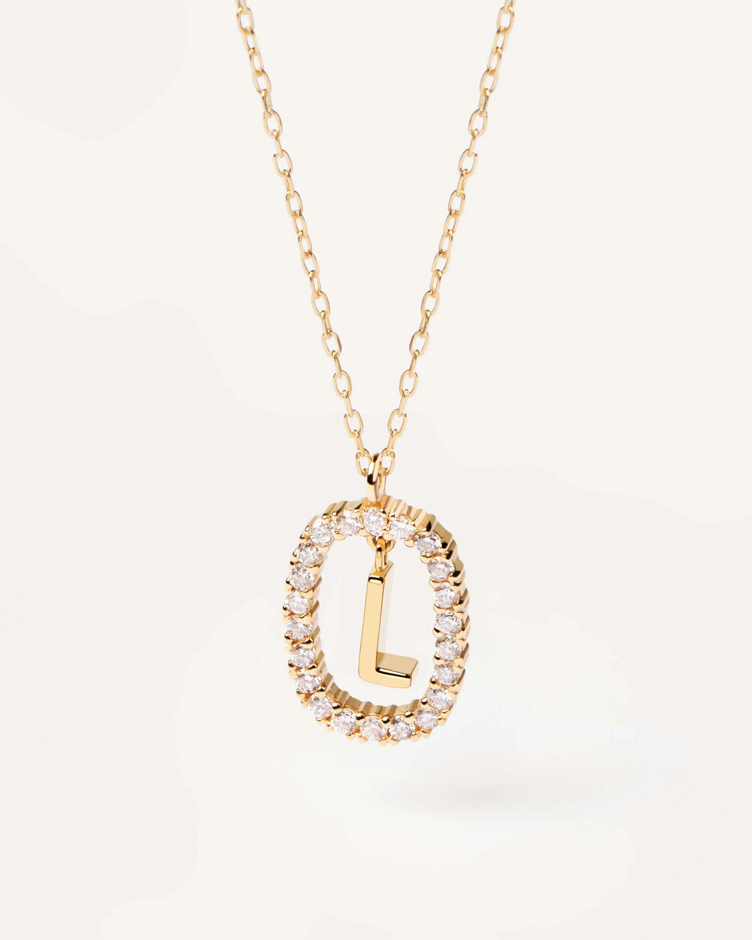 Diamonds and Gold Letter L Necklace