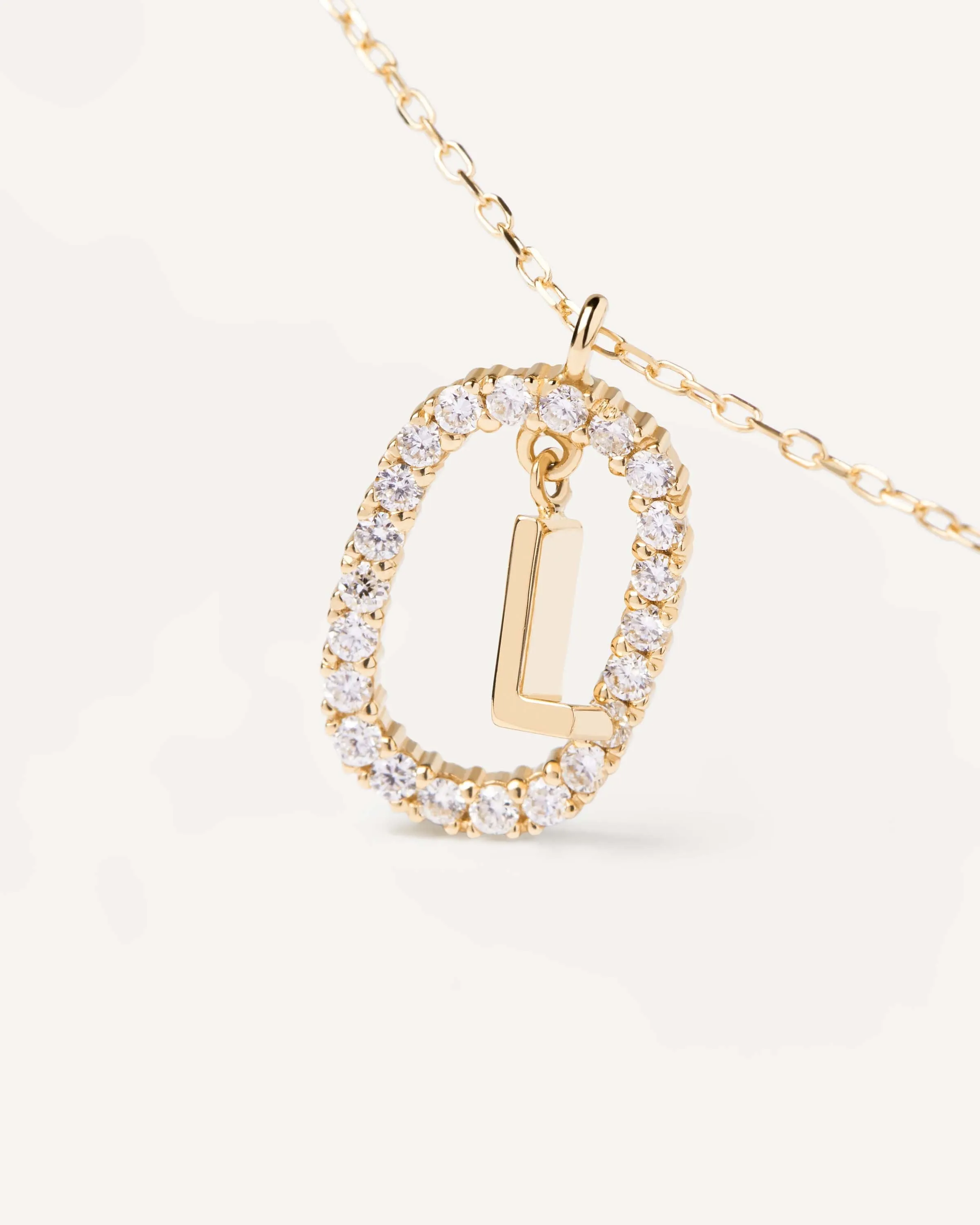 Diamonds and Gold Letter L Necklace