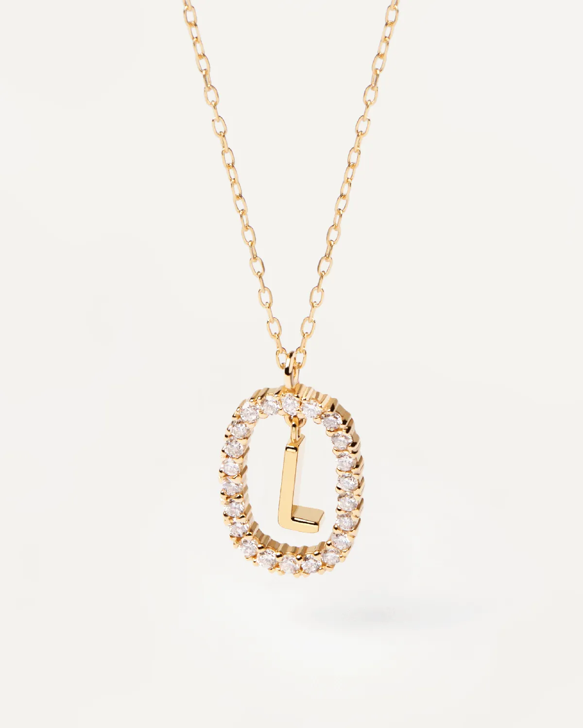 Diamonds and Gold Letter L Necklace