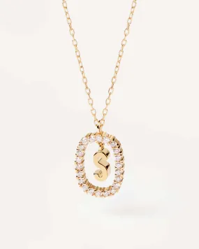 Diamonds and Gold Letter S Necklace