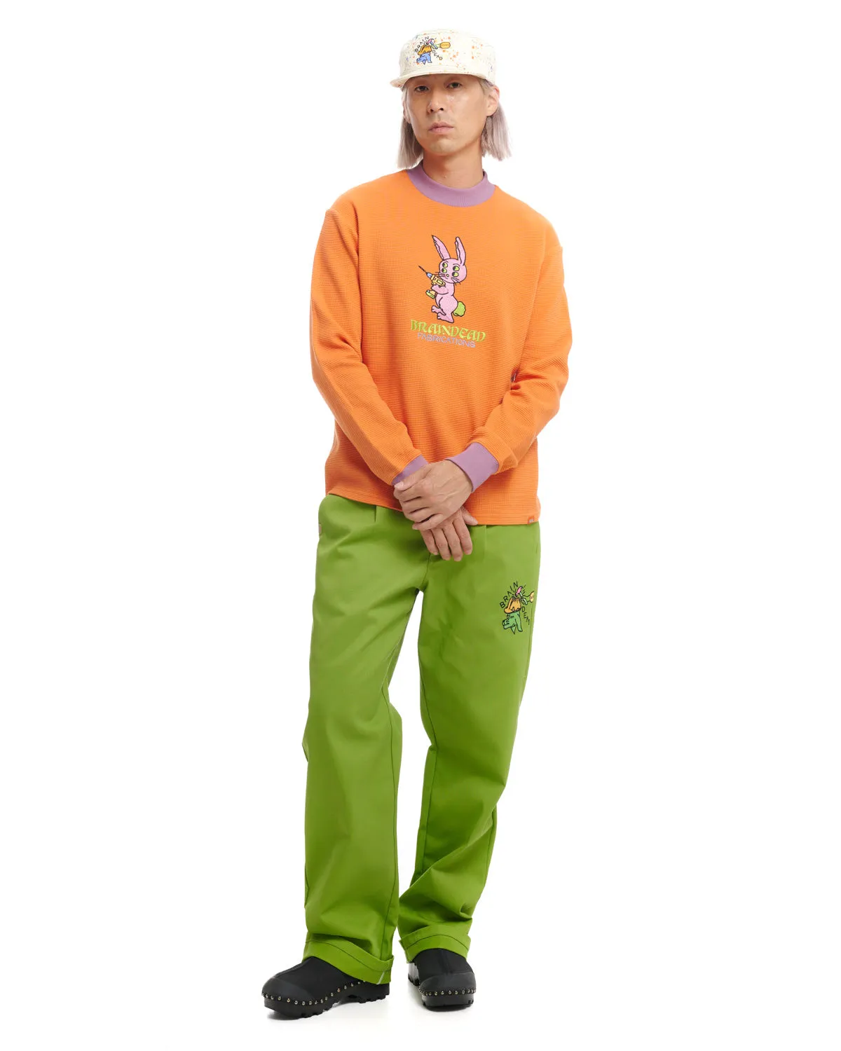 Dickies Bunny Drill Embroidered Waffle Mockneck Long Sleeve - Burnt Orange