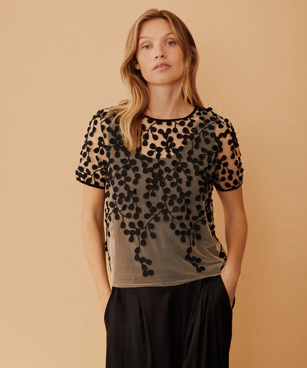 Doll Embroidered Sheer Top