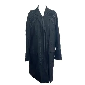 Dries Van Noten New Black Beaded Brocade Coat M