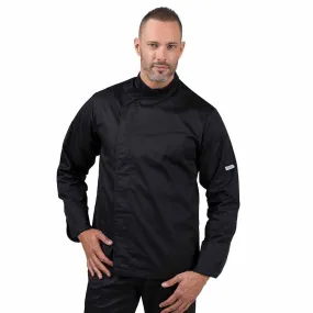 Eco-responsible Black Long Sleeve Kitchen Coat for Men - MANELLI