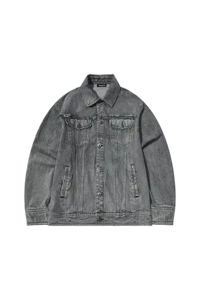 Embroidered Patche Washed Denim Jacket