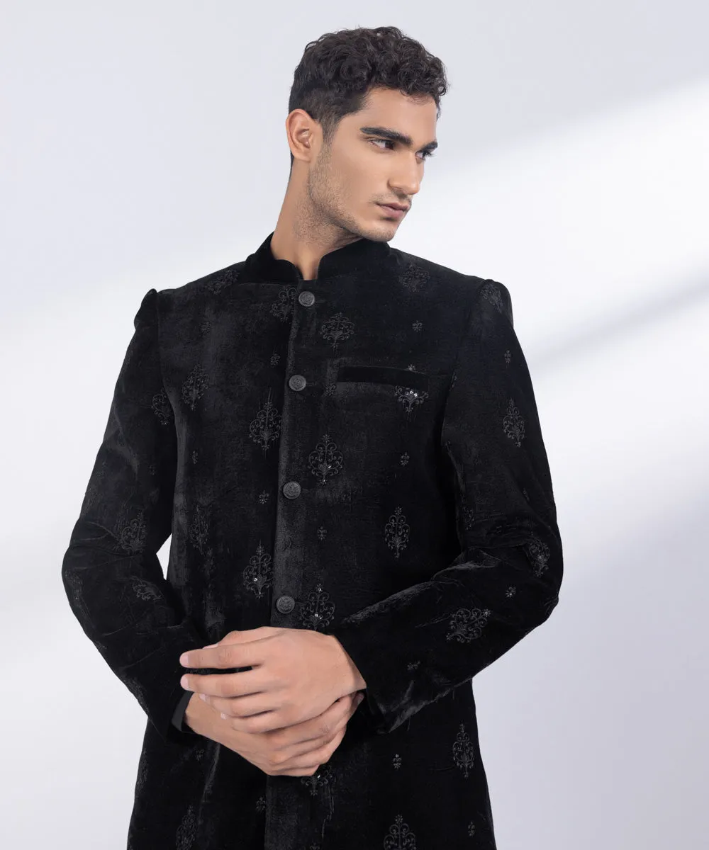 Embroidered Velvet Sherwani