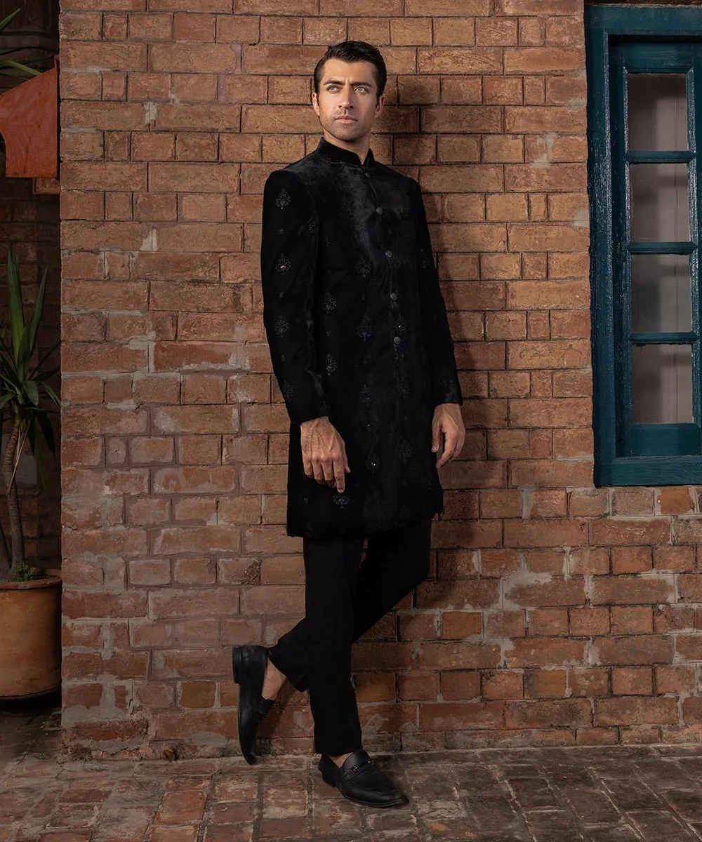 Embroidered Velvet Sherwani