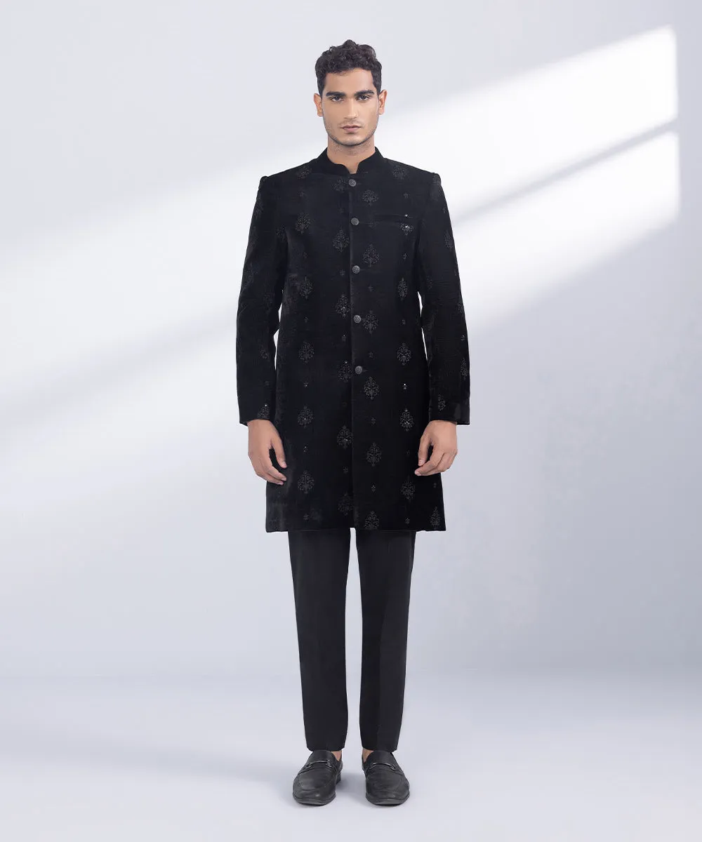 Embroidered Velvet Sherwani