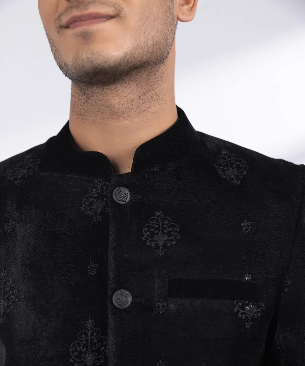 Embroidered Velvet Sherwani