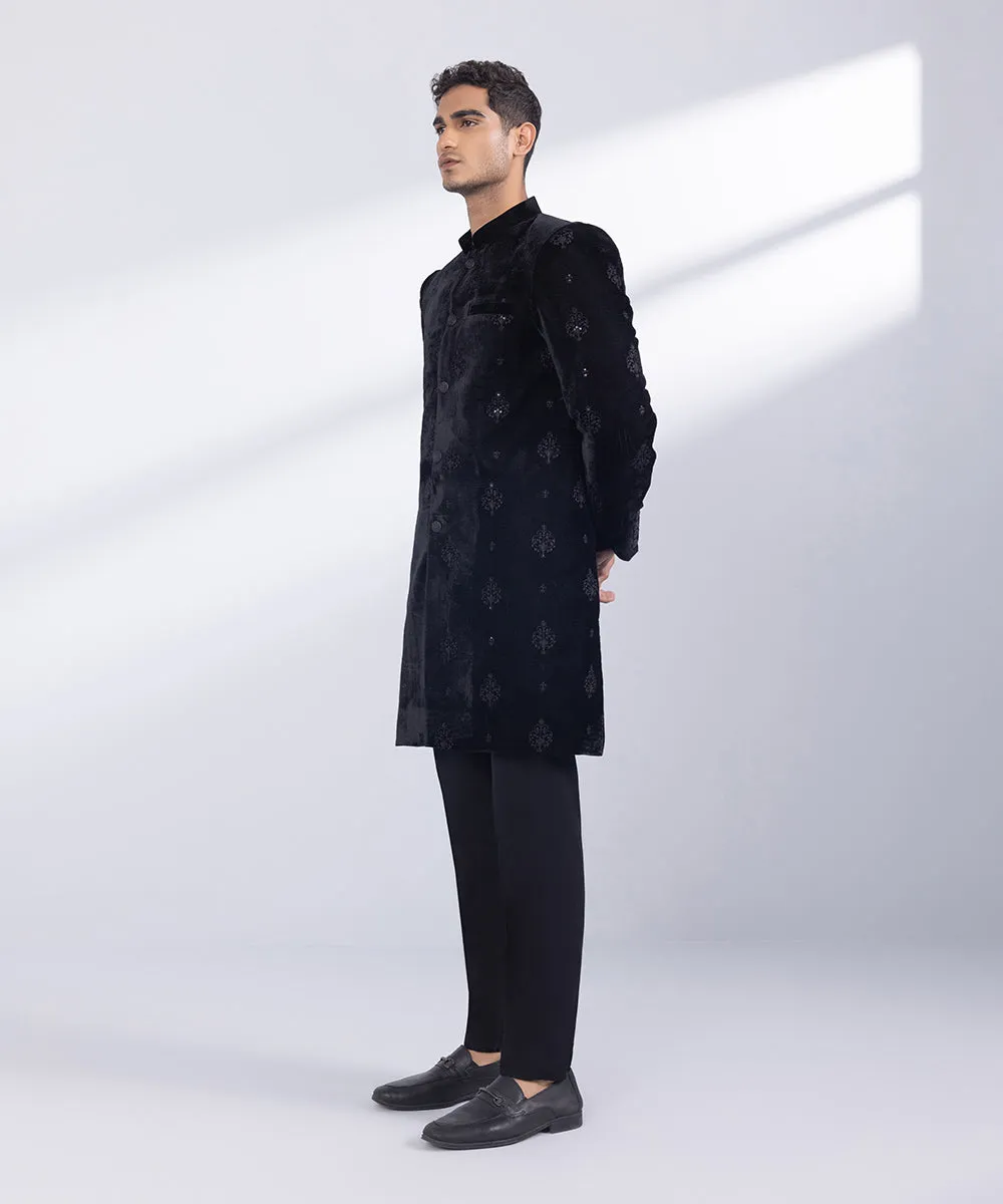 Embroidered Velvet Sherwani