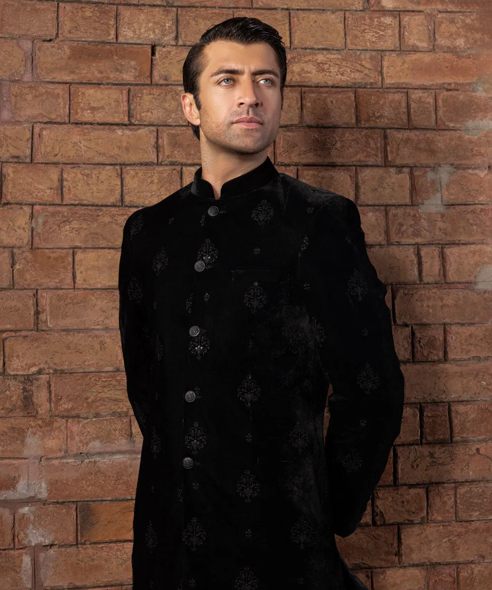 Embroidered Velvet Sherwani