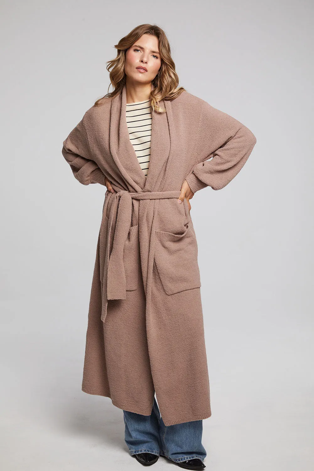 Evee Warm Taupe Maxi Cardigan