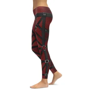 Faux Carbon and Belts Leggings