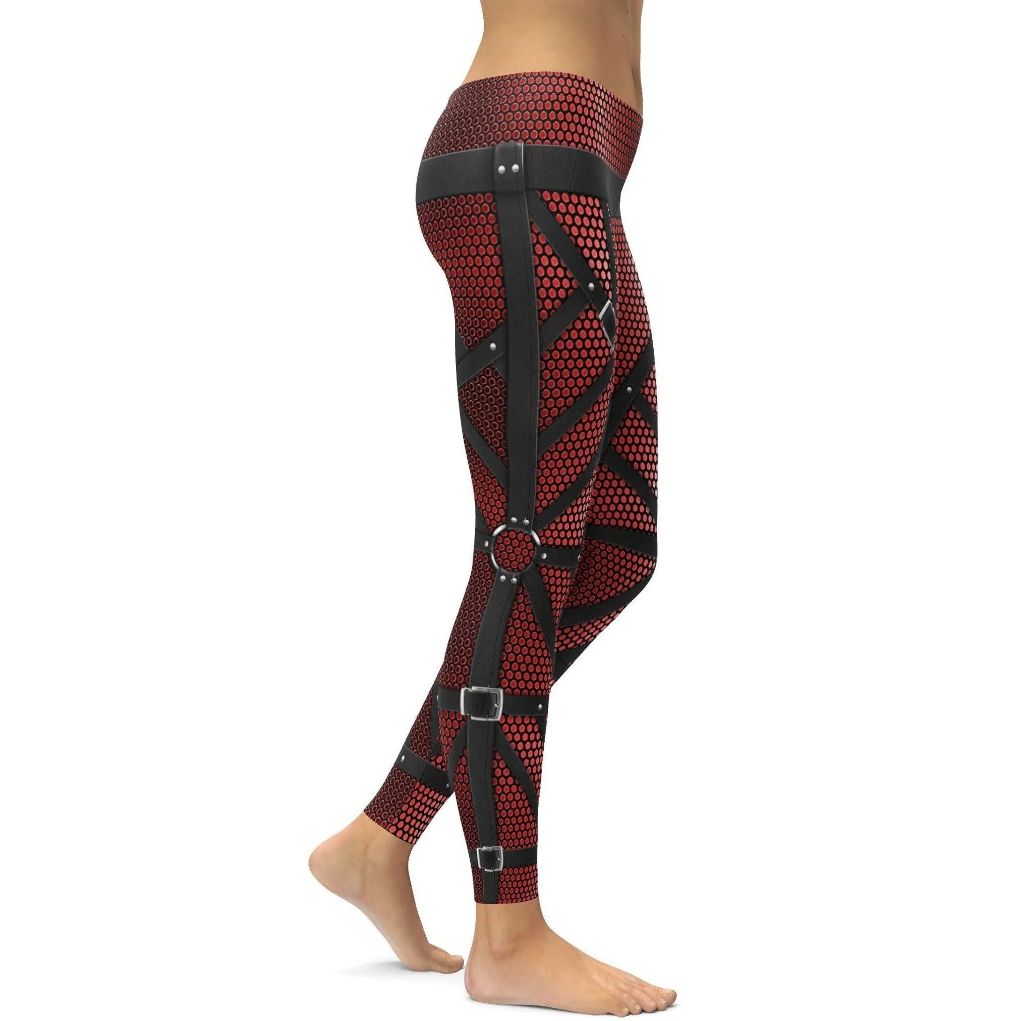 Faux Carbon and Belts Leggings